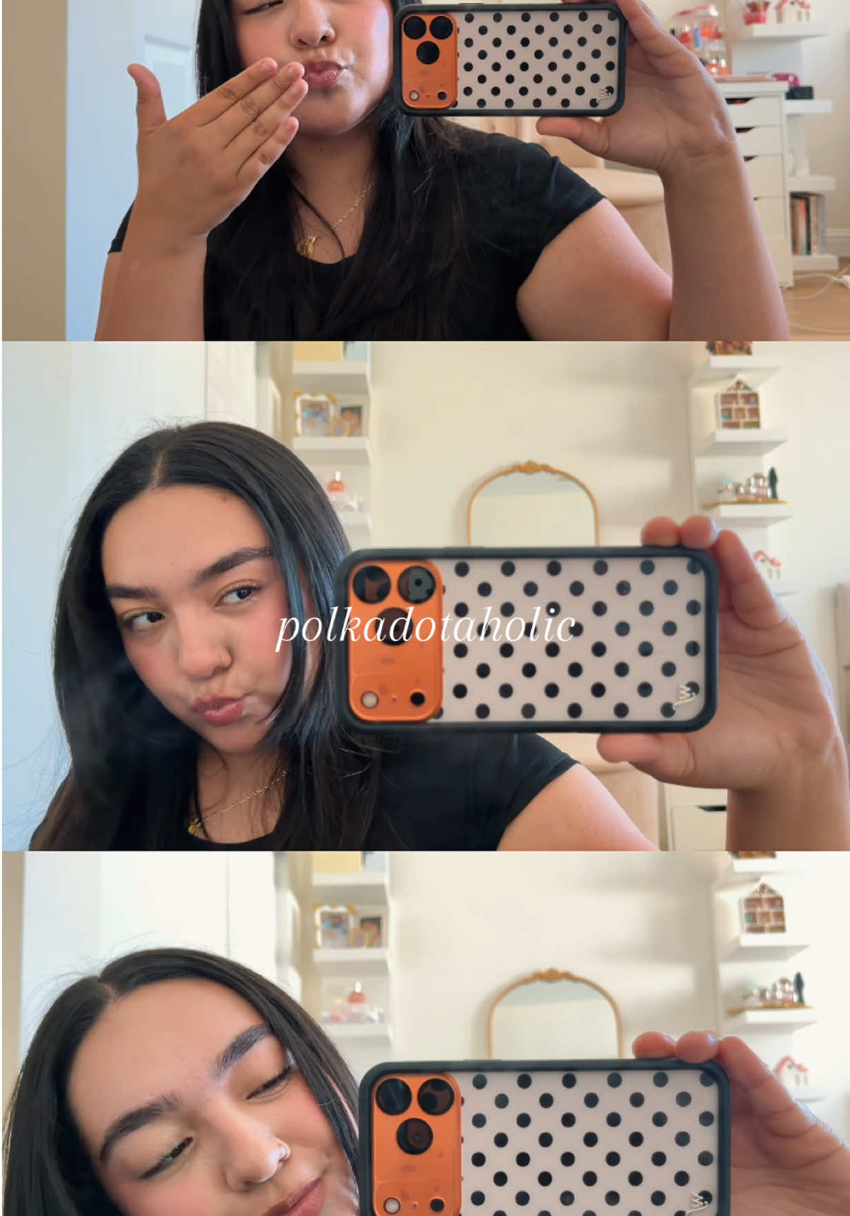 TikTok post by @kimberlycarbajal for Wildflower Cases. Caption reads: polka dot everything pls 🐞@Wildflower Cases....