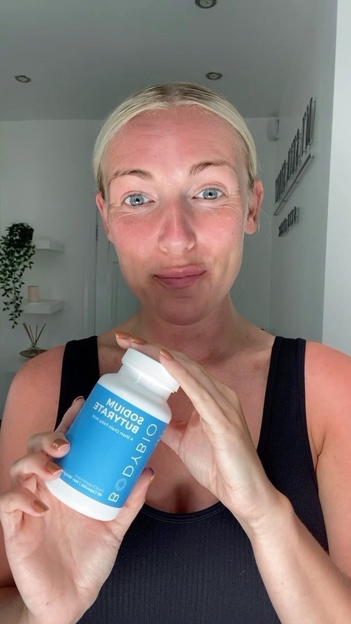 Instagram post by @_myskinstory for Healf. Caption reads: [...] ! @bodybio are available from @wearehealf,....