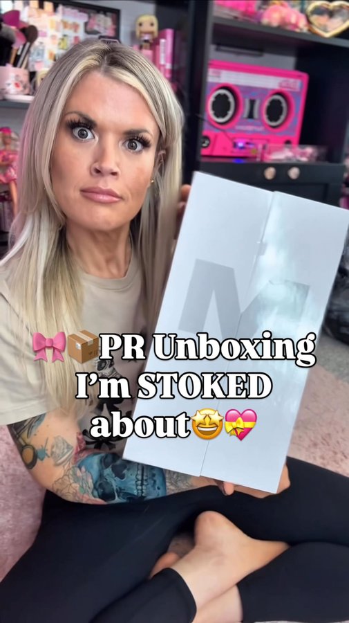 Instagram post by @freedom_barbie for Morphe. Caption reads: The Chroma+ PR box is giving galaxy glam 🪐💋 it’s....