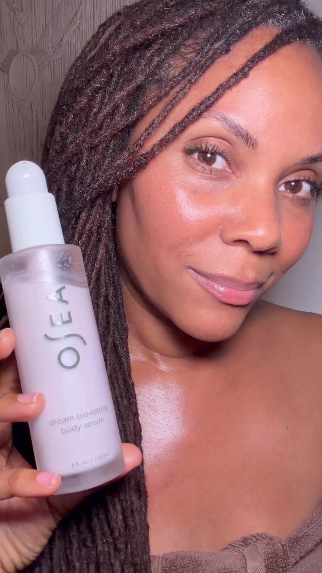 TikTok post by @beachbumwisdom for OSEA Malibu. Caption reads: @OSEA Malibu Dream Bio-Retinol Body Serum [...].