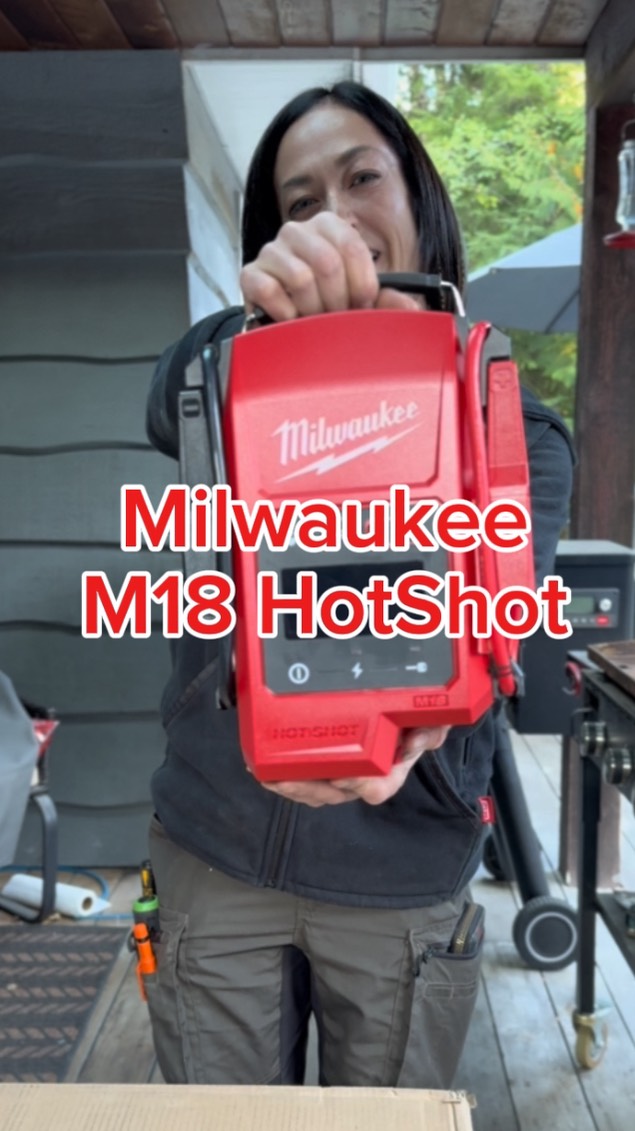 Instagram post by @the_ladyplumber for Milwaukee Tool. Caption reads: [...] a dead battery until today! The....
