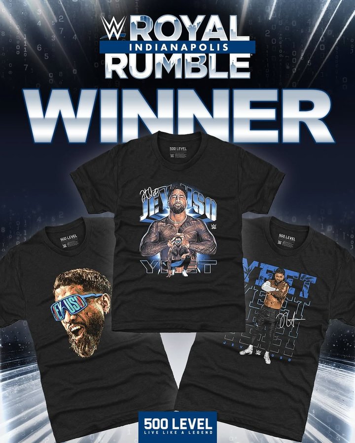 Instagram post by @thewrestlingclassic for 500 LEVEL. Caption reads: [...] #wwe #prowrestling #jeyuso #yeet #500level....