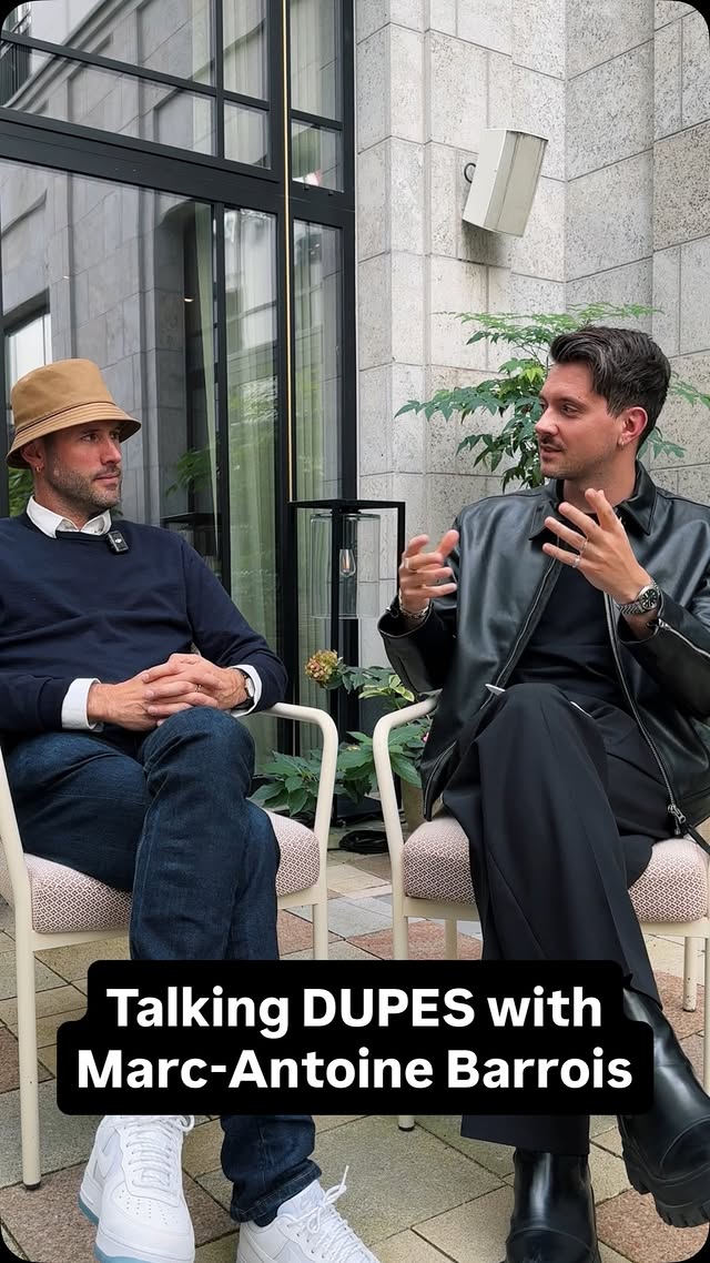 Instagram post by @berlinscents for Parfums Lubner. Caption reads: Talking Dupes with @marcantoinebarrois - What‘s....