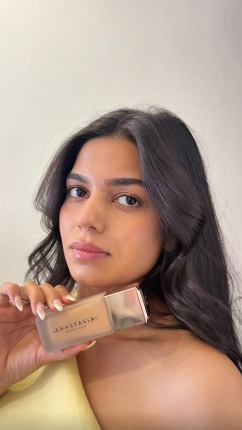 Instagram post by @itanyagupta for Anastasia Beverly Hills. Caption reads: [...] like second skin, but better 🤍✨....