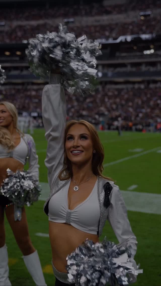 Instagram post by @raiderettes for Westmore Beauty. Caption reads: Built for bright lights @westmorebeauty ✨.