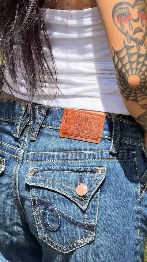 Instagram post by @medrabelle for Lucky Brand. Caption reads: your fave y2k-inspired jeans just restocked… don’t....