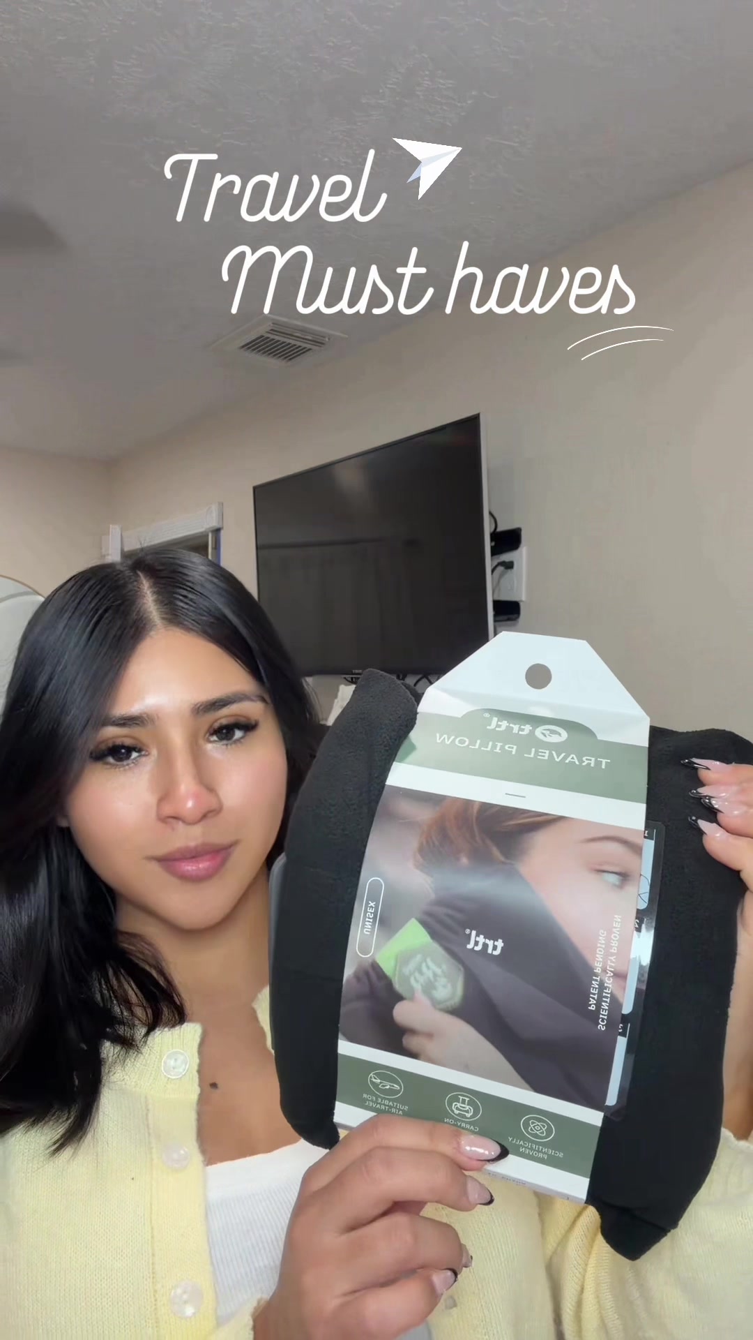 TikTok post by @kaarenxox for Trtl Travel. Caption reads: [...] works, try it and thank me later. ✈️....