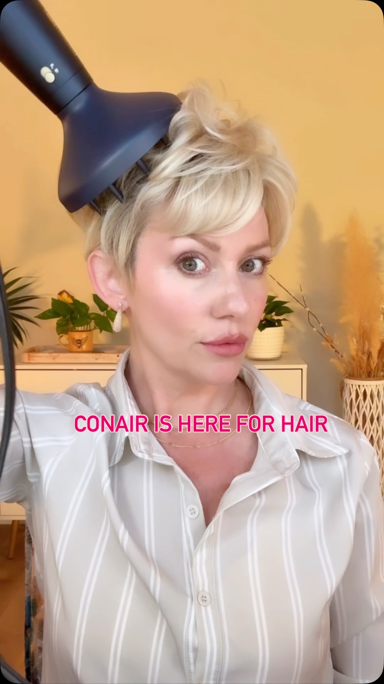Instagram post by @hairmakesupbee for Conair. Caption reads: #ad ✨ My first micro pixie was cute... but I had....