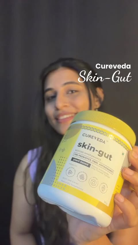 Instagram post by @vibewithkanika_ for Cureveda Remedies. Caption reads: Breakouts, dullness, and acne are not just....