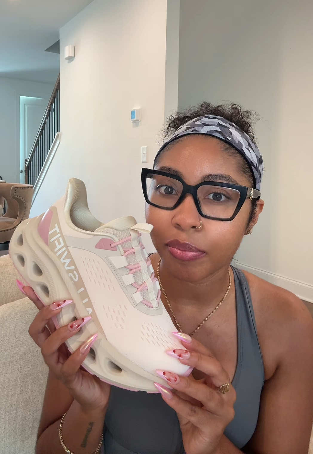 TikTok post by @moeeeey_ for Allswifit. Caption reads: @ALLSWIFIT shoes feel like literal clouds! 😍☁️....