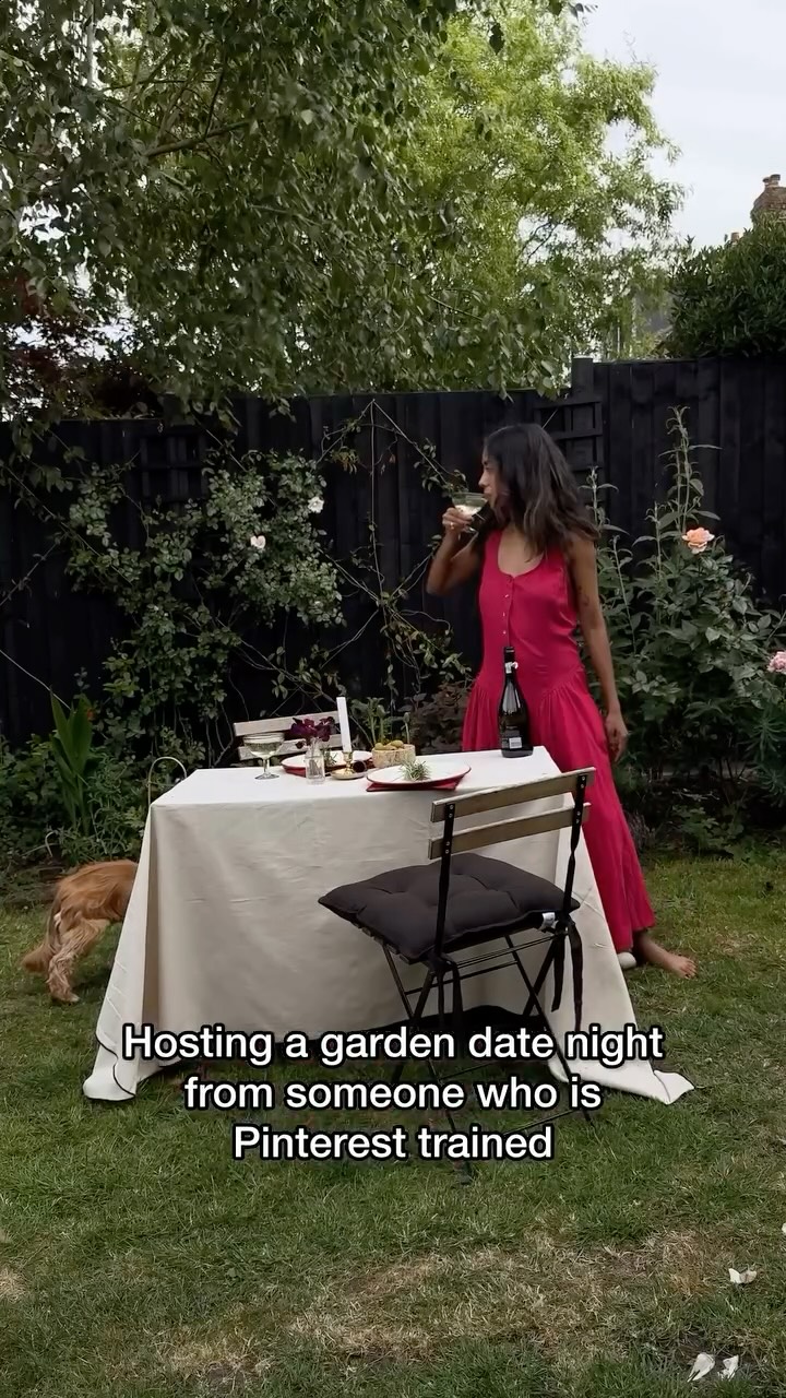 Instagram post by @trishnagoklani for Pinterest. Caption reads: Al fresco evenings >>>.