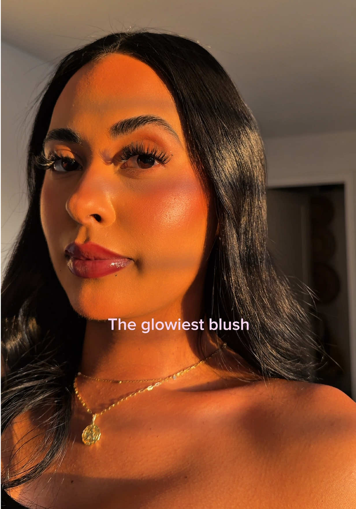 TikTok post by @angiely.goodman for Kara Beauty. Caption reads: This blush is insane @Kara Beauty #glowymakeup....