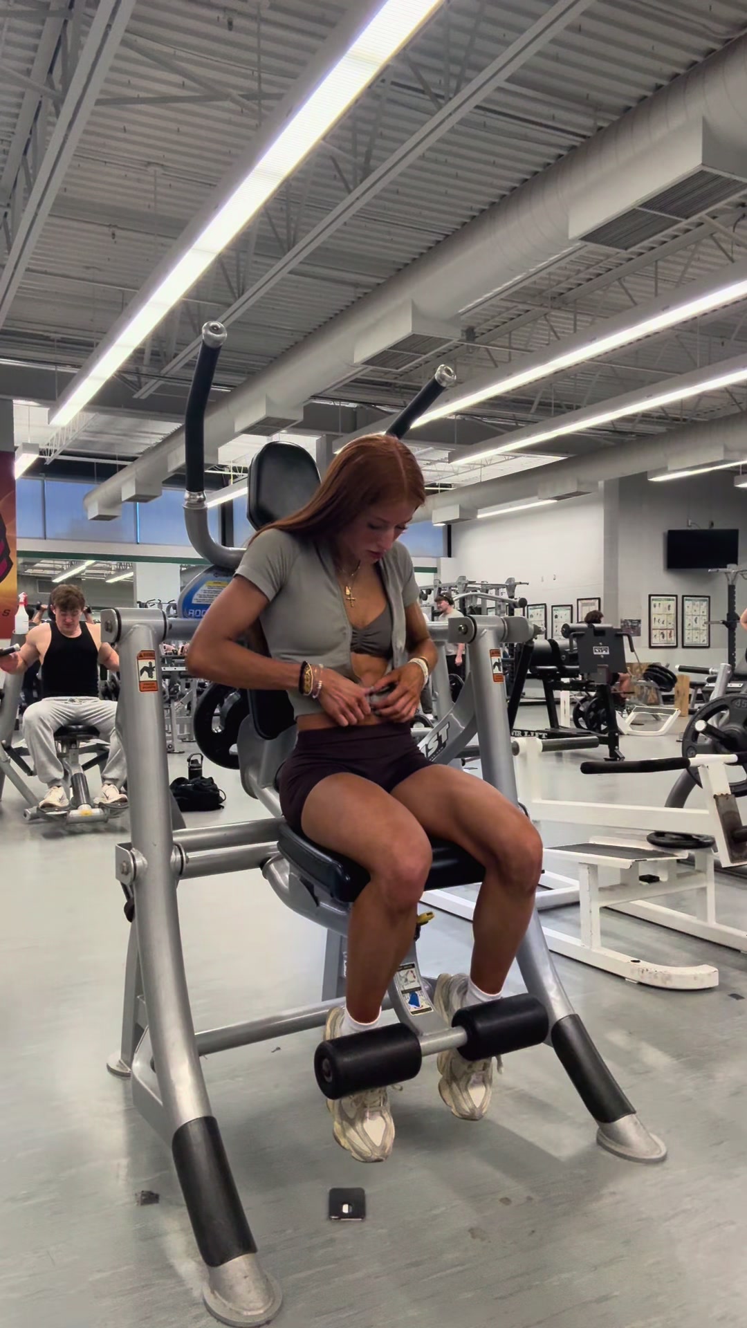 TikTok post by @devonwalker75 for DFYNE. Caption reads: Abs today wearing @DFYNE 🌺🪩🫧🍓💫 #dfyne #gym....
