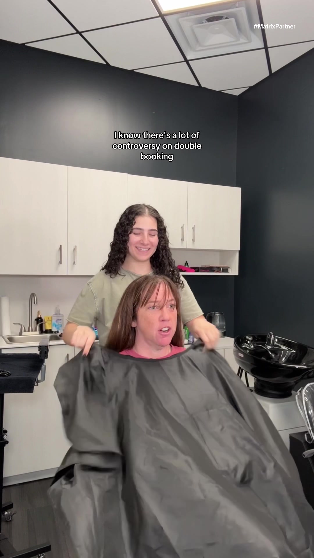 TikTok post by @styledbysammyyy for Matrix. Caption reads: How do you feel about double booking?? Also so....