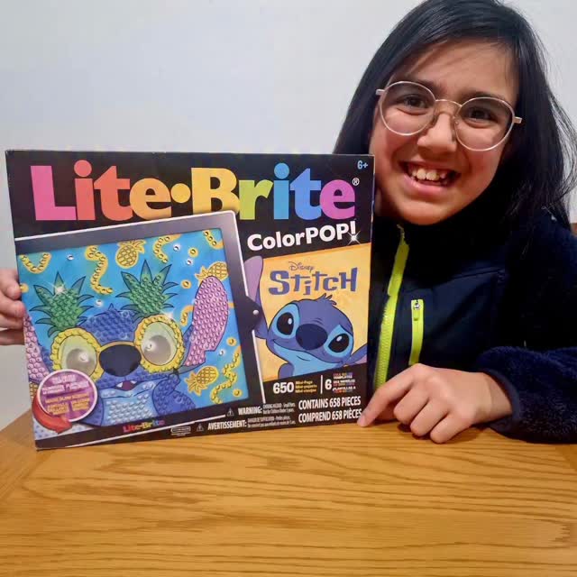 Instagram post by @partywithmythree for Basic Fun!. Caption reads: Lite Brite is so much fun. But it is now even....