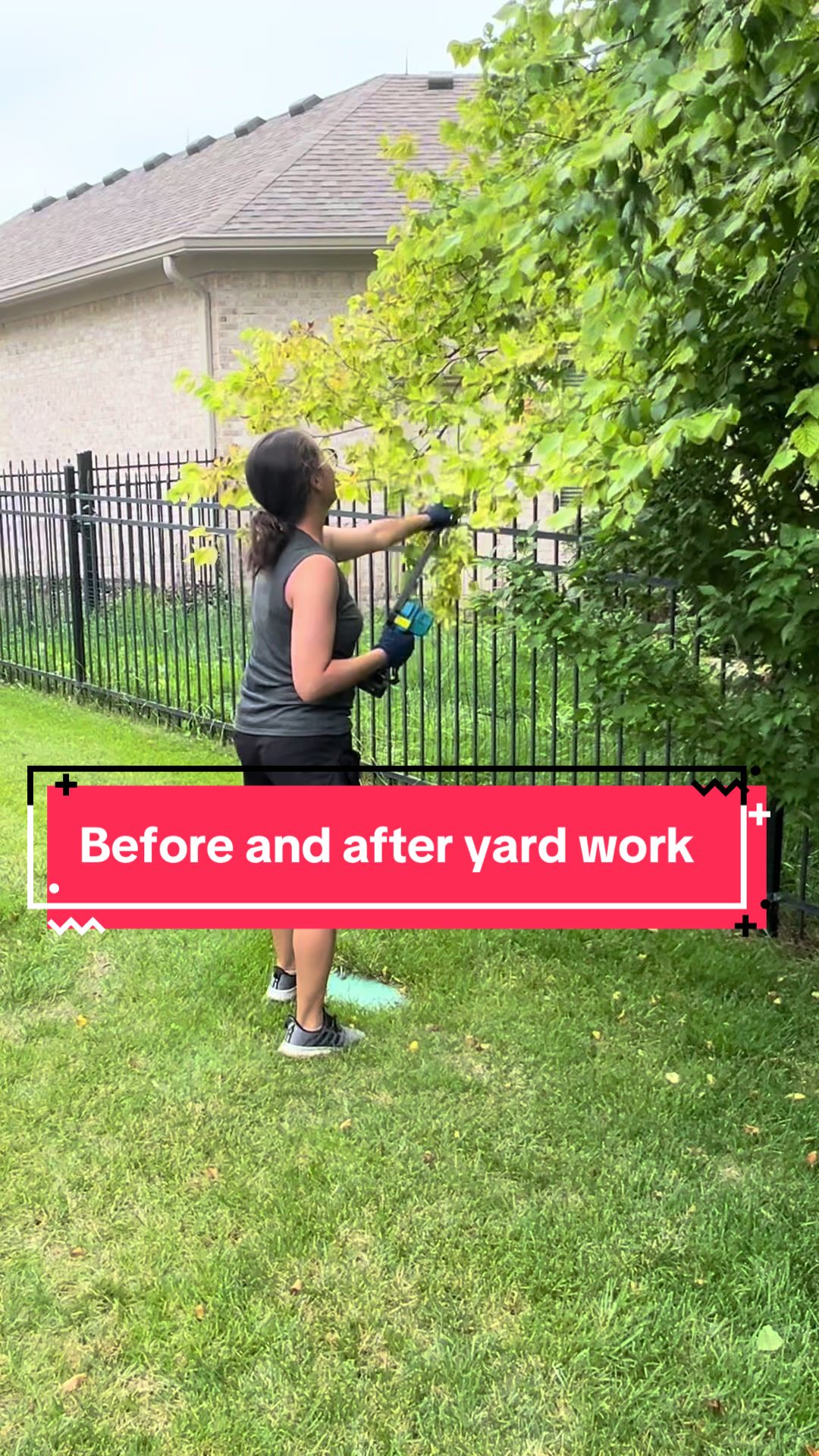 TikTok post by @mamakboymama for Smartsaker. Caption reads: [...] my showcase 💅🌿 Yardwork? Handled.....