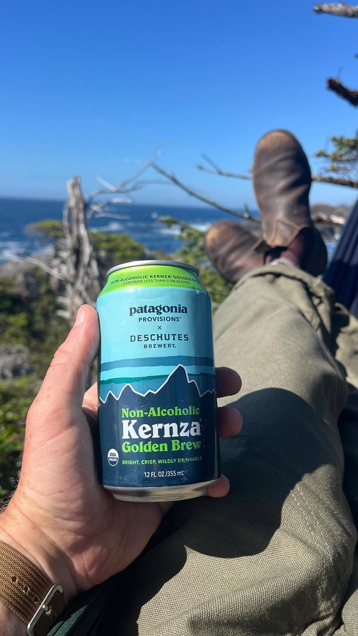 Instagram post by @nerdyaboutnature for Patagonia Provisions. Caption reads: [...] cold brew, and hop damn - these....