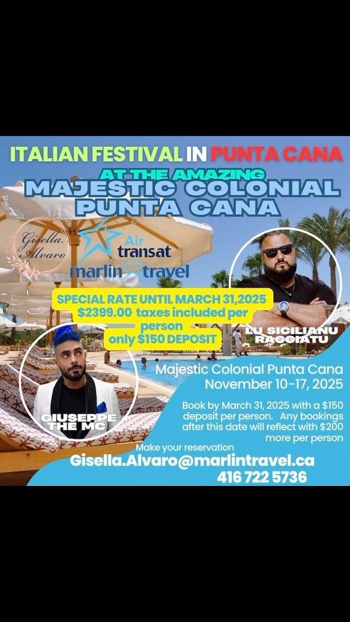 Instagram post by @lu_sicilianu_raggiatu for Air Transat. Caption reads: 🌴✨ Escape to Paradise! ✨🌴
Join us for an....