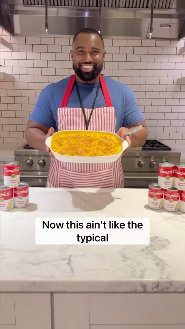 Instagram post by @cordandthekitchen for Campbell's. Caption reads: #campbellspartner @campbells No-Boil Cheddar Mac &....