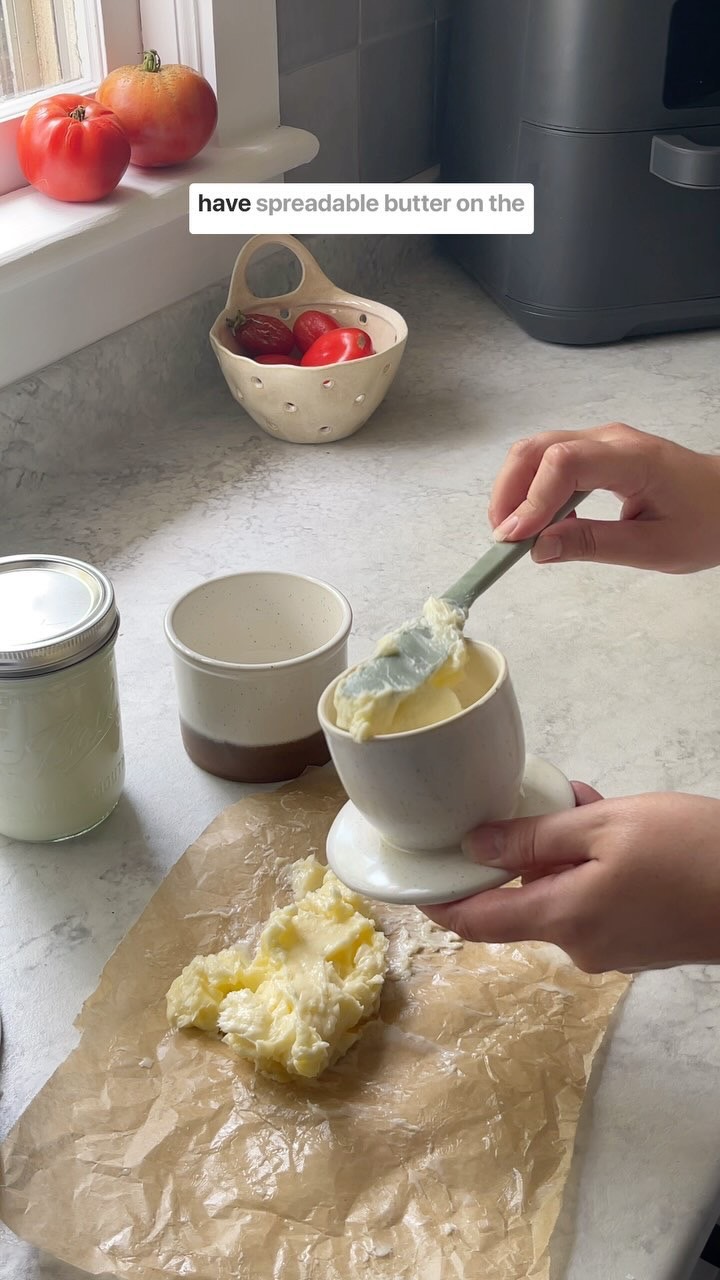 Instagram post by @ashleyandtheapron for The Feedfeed. Caption reads: This Homemade Butter by @ashleyandtheapron is....