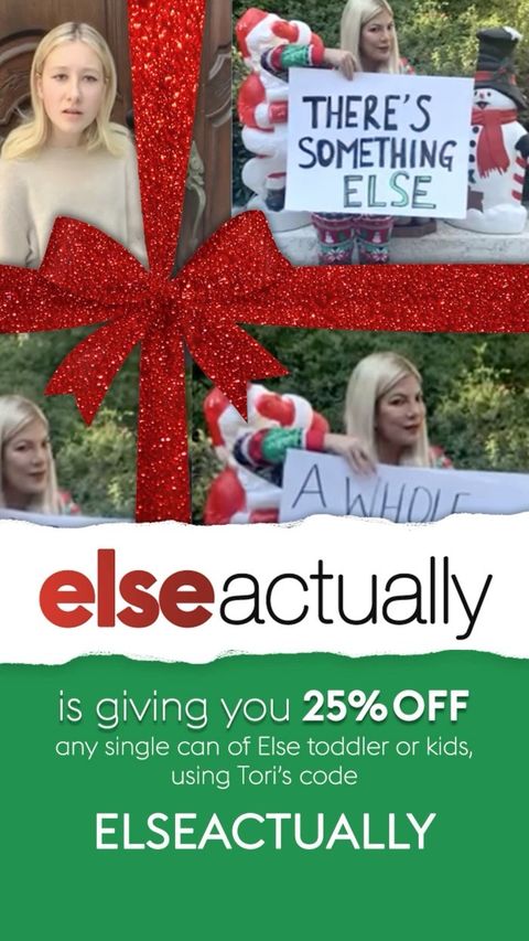 Instagram post by @torispelling for Else Nutrition. Caption reads: [...] the Holiday season and my friends at....