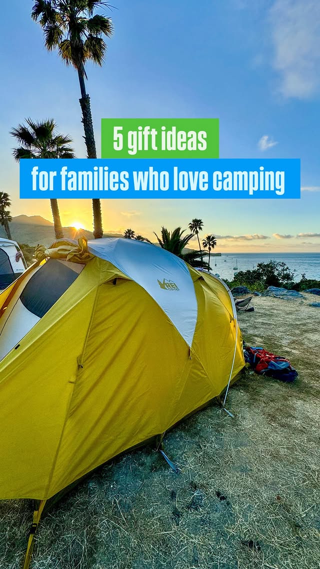 Instagram post by @sowewent for REI. Caption reads: Gifts from @rei that help make camping all about....