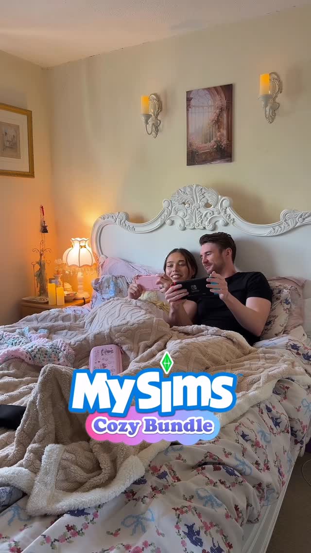 Instagram post by @ajclementine for The Sims. Caption reads: cozy days with my husband and #MySims always make....
