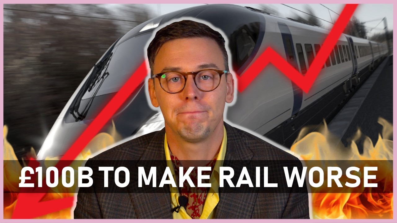 YouTube post by @AdamSomething for Pexels. Caption reads: Britain's HS2: The Fully Avoidable Disaster.