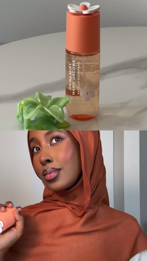 Instagram post by @projecthafsa for Marc Jacobs Fragrances. Caption reads: Mix and match your fav @marcjacobsfragrances mist....