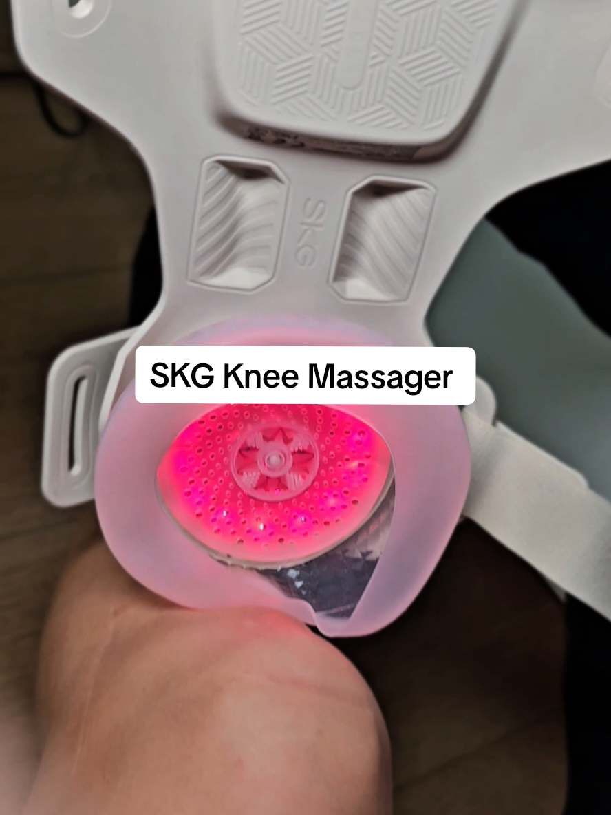 TikTok post by @little_miss_c_ for SKG Health. Caption reads: SKG Knee Massager feels incredible for sore,....