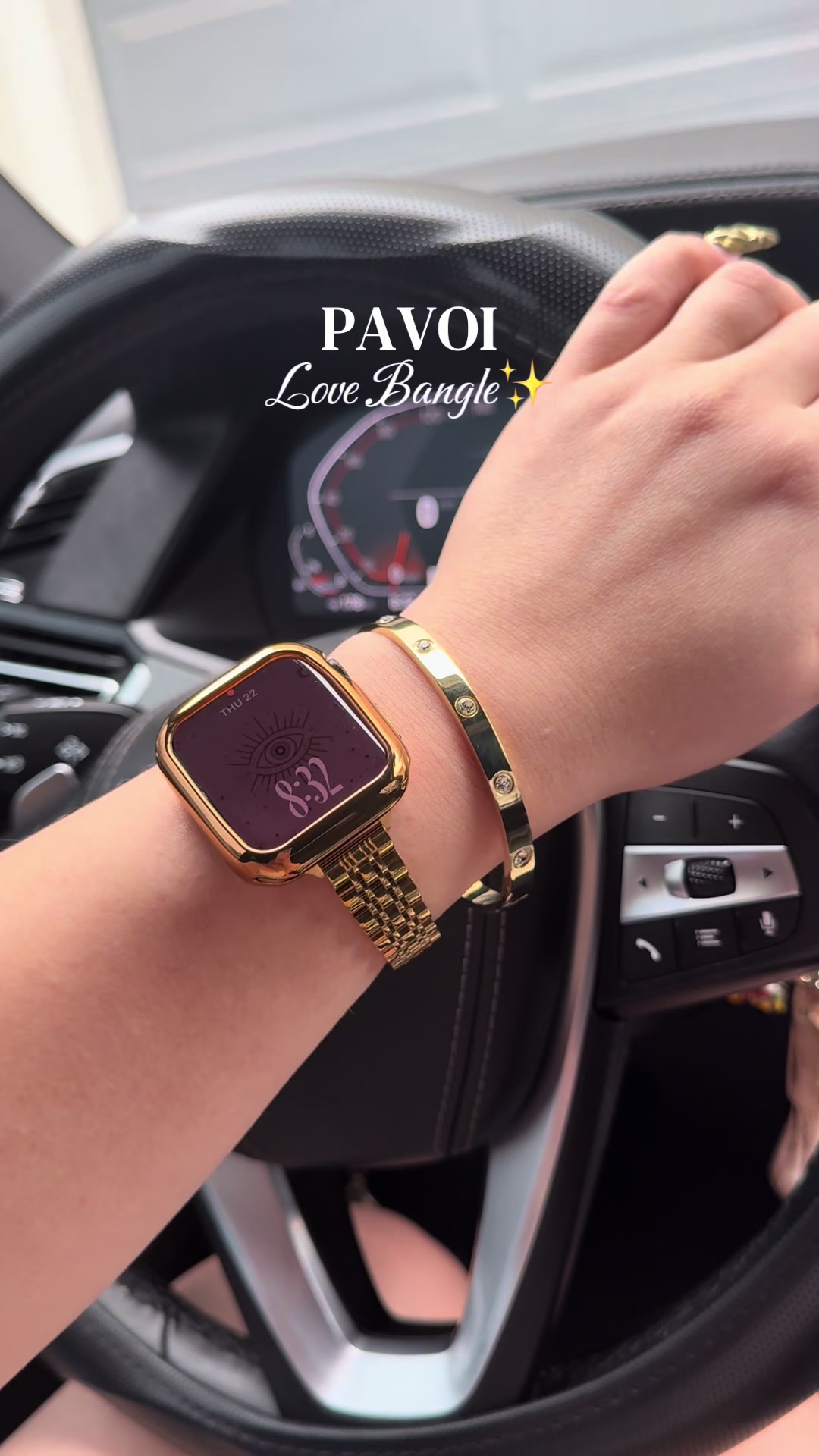 TikTok post by @leslie.slay for Pavoi. Caption reads: My favorite bracelet from @PAVOI ✨....