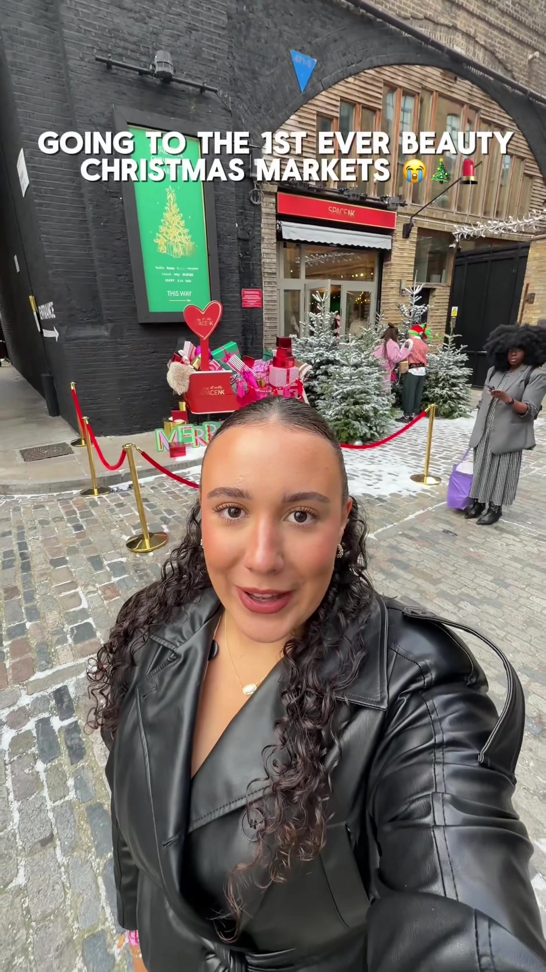 TikTok post by @alicelambertb for Space NK. Caption reads: Let’s go to the 1st ever beauty Christmas markets....