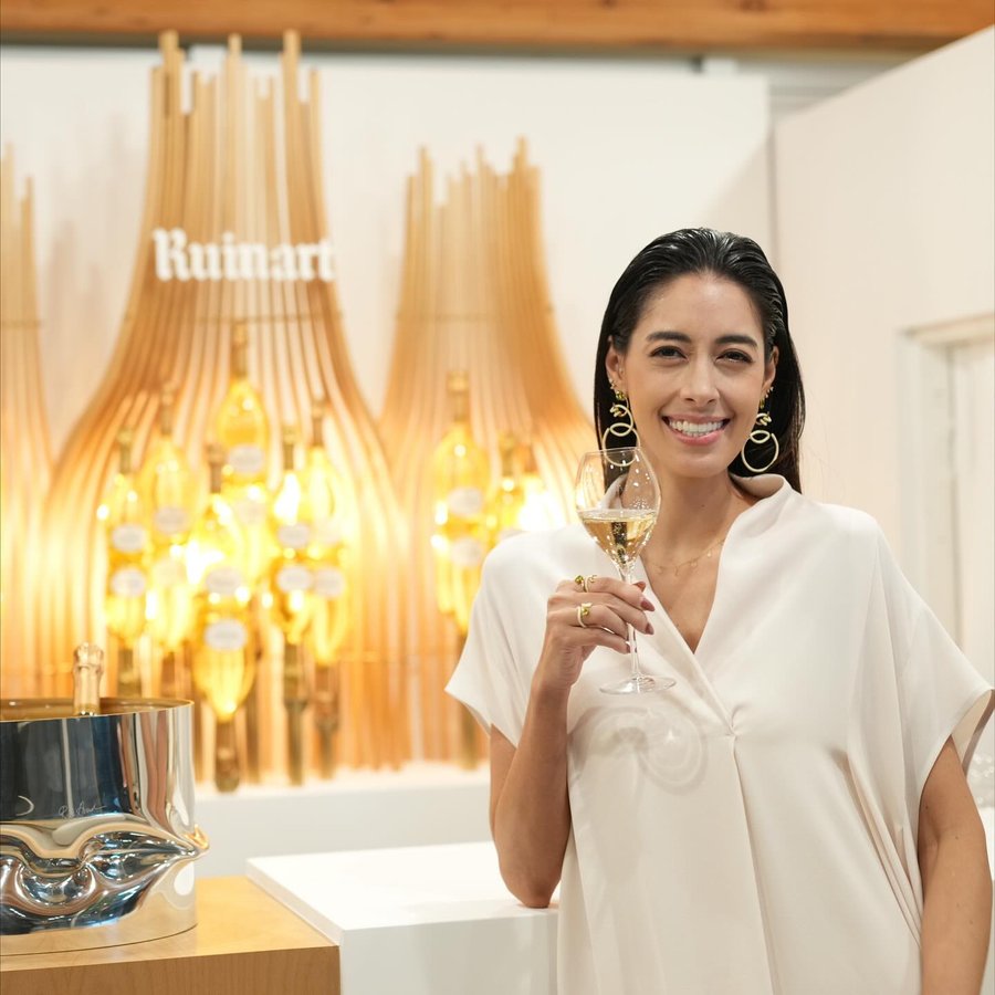 Instagram post by @izumi.mori for Champagne Ruinart. Caption reads: Art Week Tokyo 2025- Conversation with Nature....