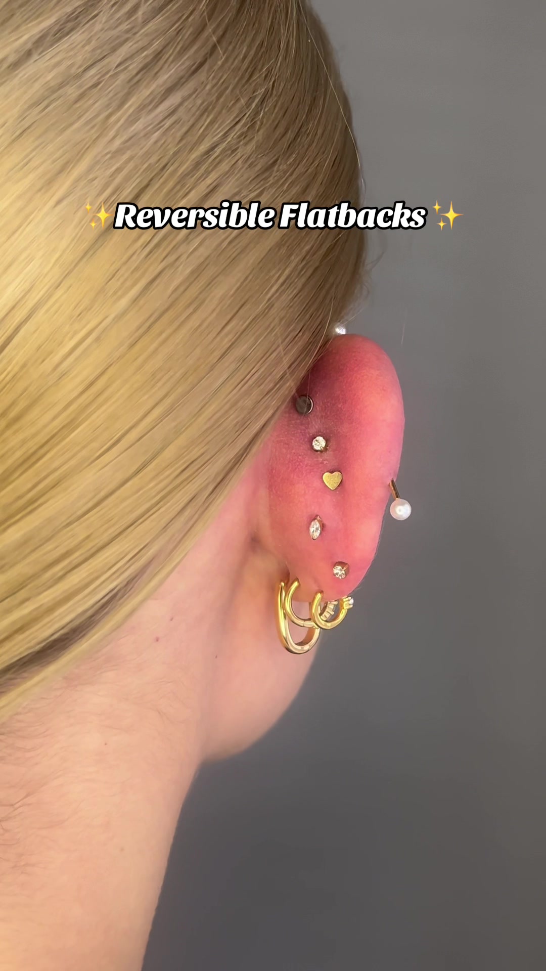 TikTok post by @fionajerman for Studs. Caption reads: [...] AND back of your ears 🤩😍🥳 Shop at....