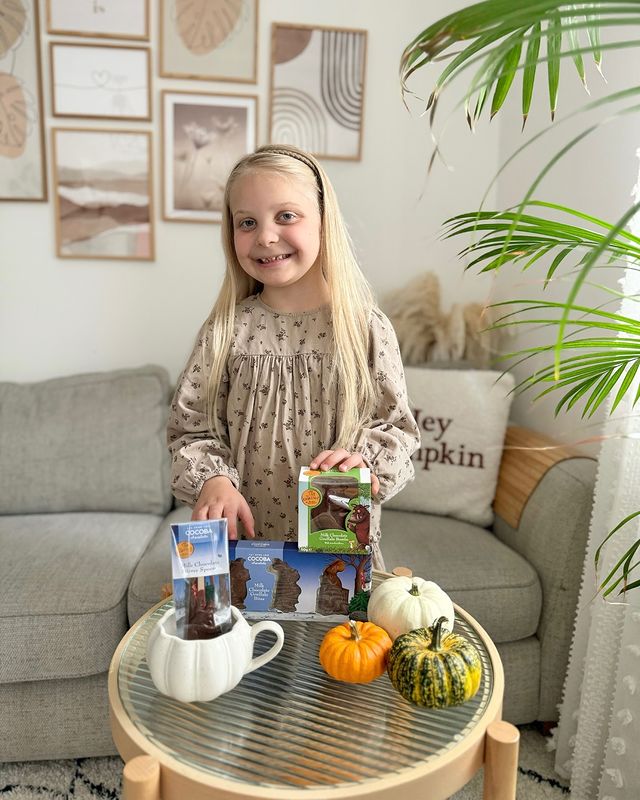 Instagram post by @erin.grace.b for Cocoba Chocolate. Caption reads: [...] the full Gruffalo collection now at....