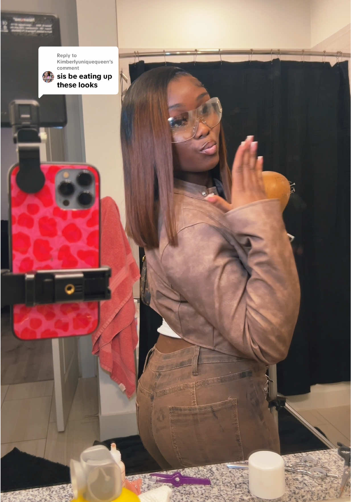 TikTok post by @thedollanaria for Pizazz Hair. Caption reads: Replying to @Kimberlyuniquequeen wait this....