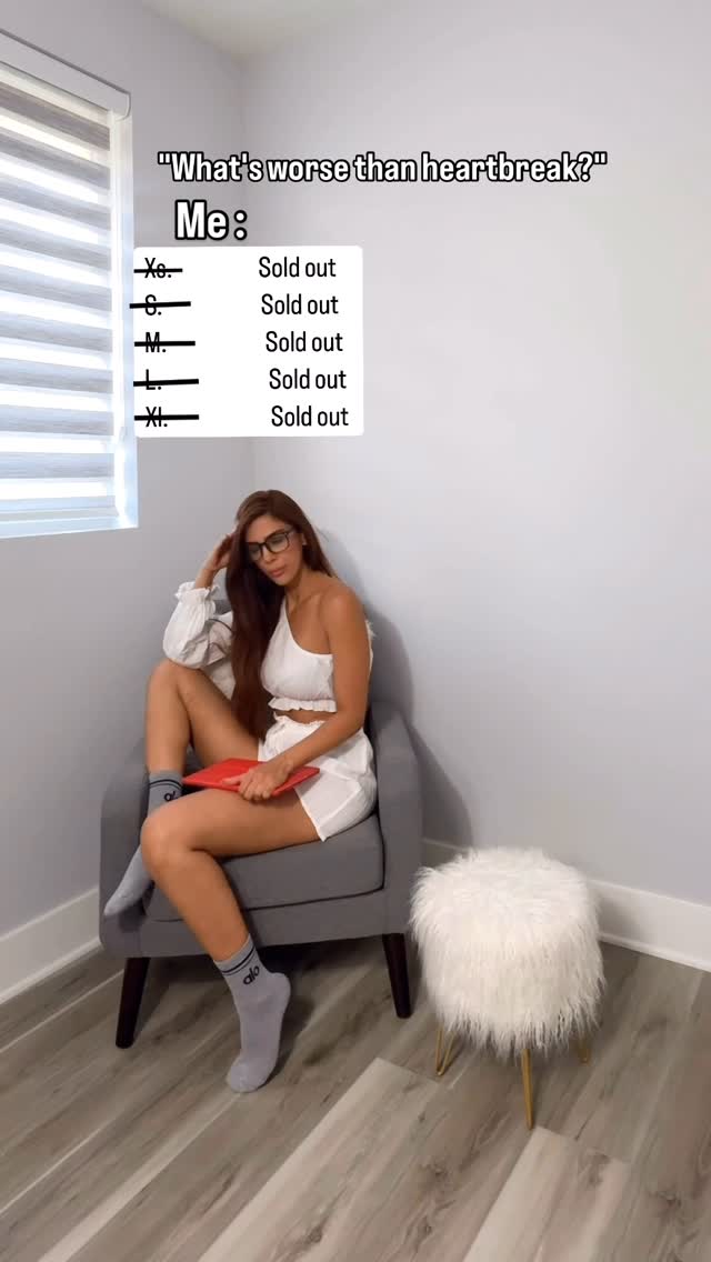 Instagram post by @monaabedian for REVOLVE. Caption reads: [...] being sold out hurts more 🥲 @revolve....
