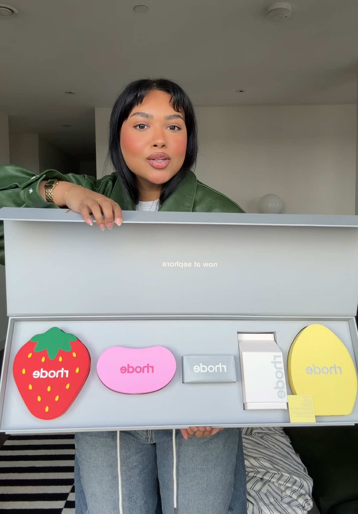 TikTok post by @_aaliaaaa for Rhode Skin. Caption reads: PSA @rhode skin is launching in @Sephora UK....