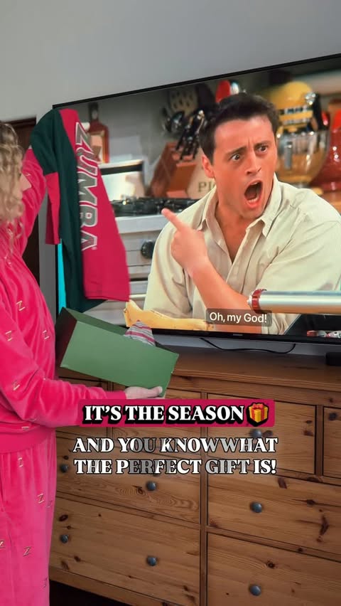 Instagram post by @olga_gavrilova.zin for Zumba. Caption reads: Zumba Wear — Holiday Edition 🎄✨
Perfect gift....