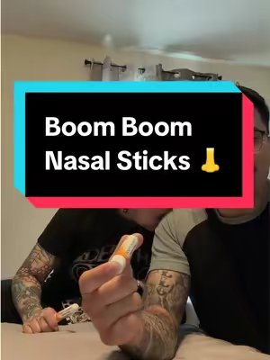 TikTok post by @dez_1993 for BoomBoom. Caption reads: @BoomBoom nasal sticks will wake you right up! 👃....