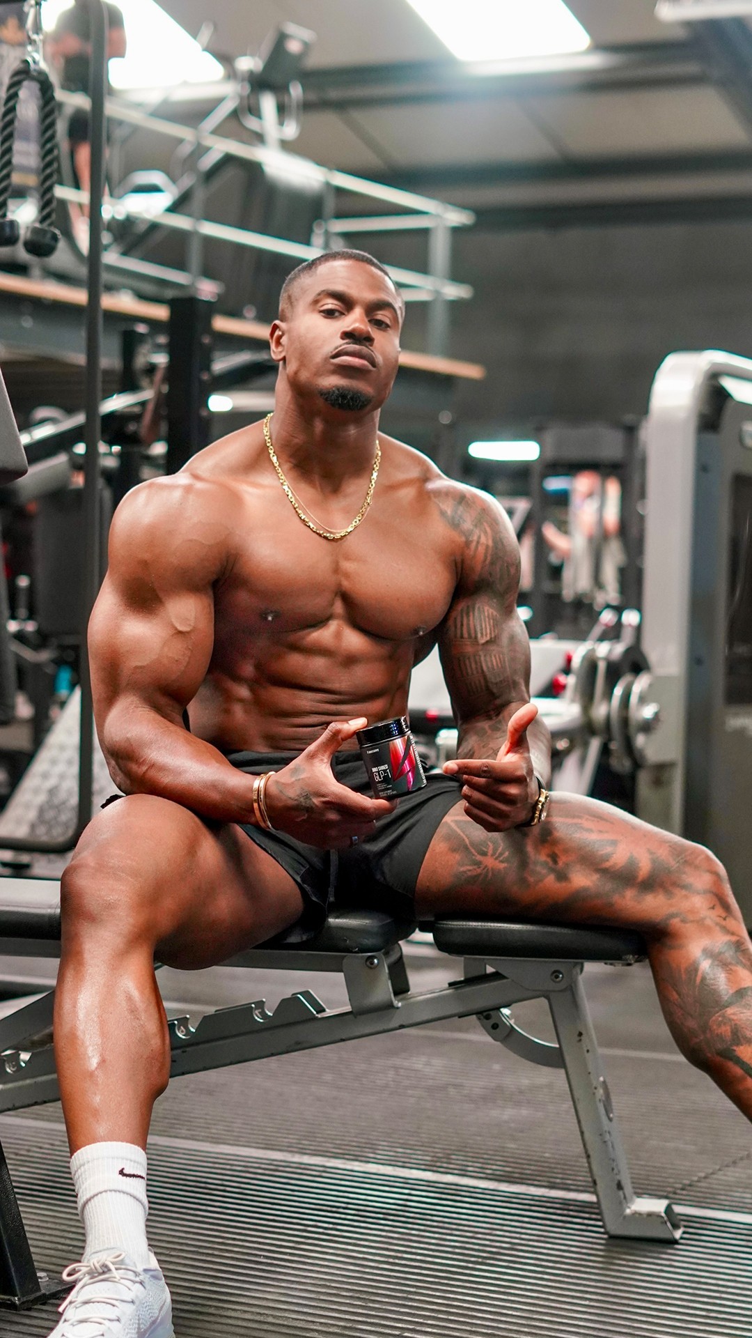 Instagram post by @simeonpanda for Inno Supps. Caption reads: 🔥 Discipline = results. That’s why elite athlete....