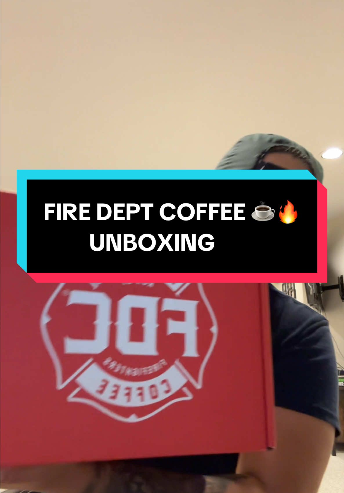 TikTok post by @ffrosati for Fire Dept. Coffee. Caption reads: CHECK OUT LINK IN MY BIO ☕️🔥 @Fire Department....