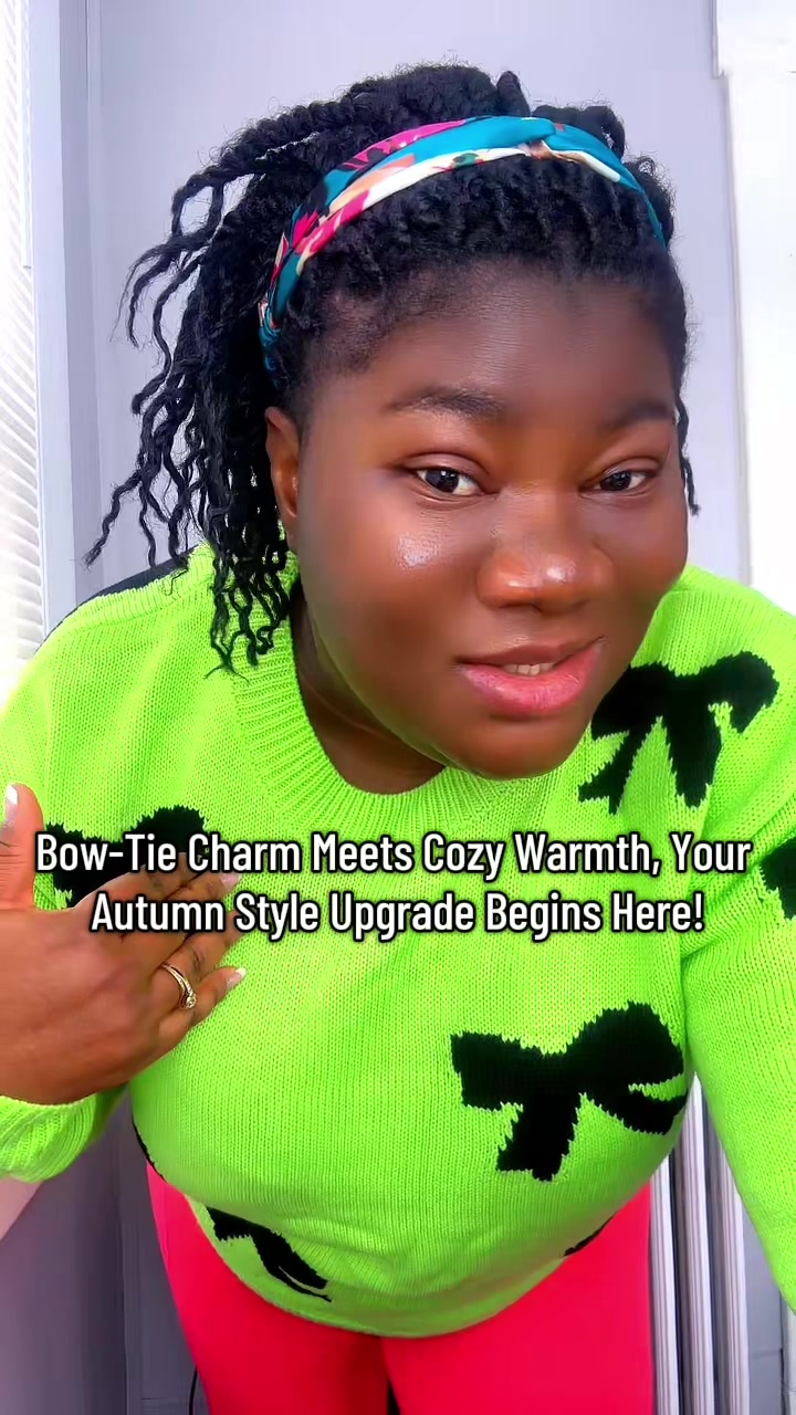 TikTok post by @haaboagye for YouAnnn. Caption reads: Love this cozy sweater from @YouAnnn #bowsweater....