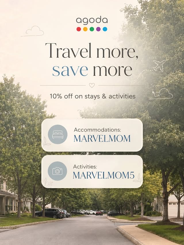 Instagram post by @marvelmom1 for agoda. Caption reads: [...] your next getaway? You can save 10% on Agoda....