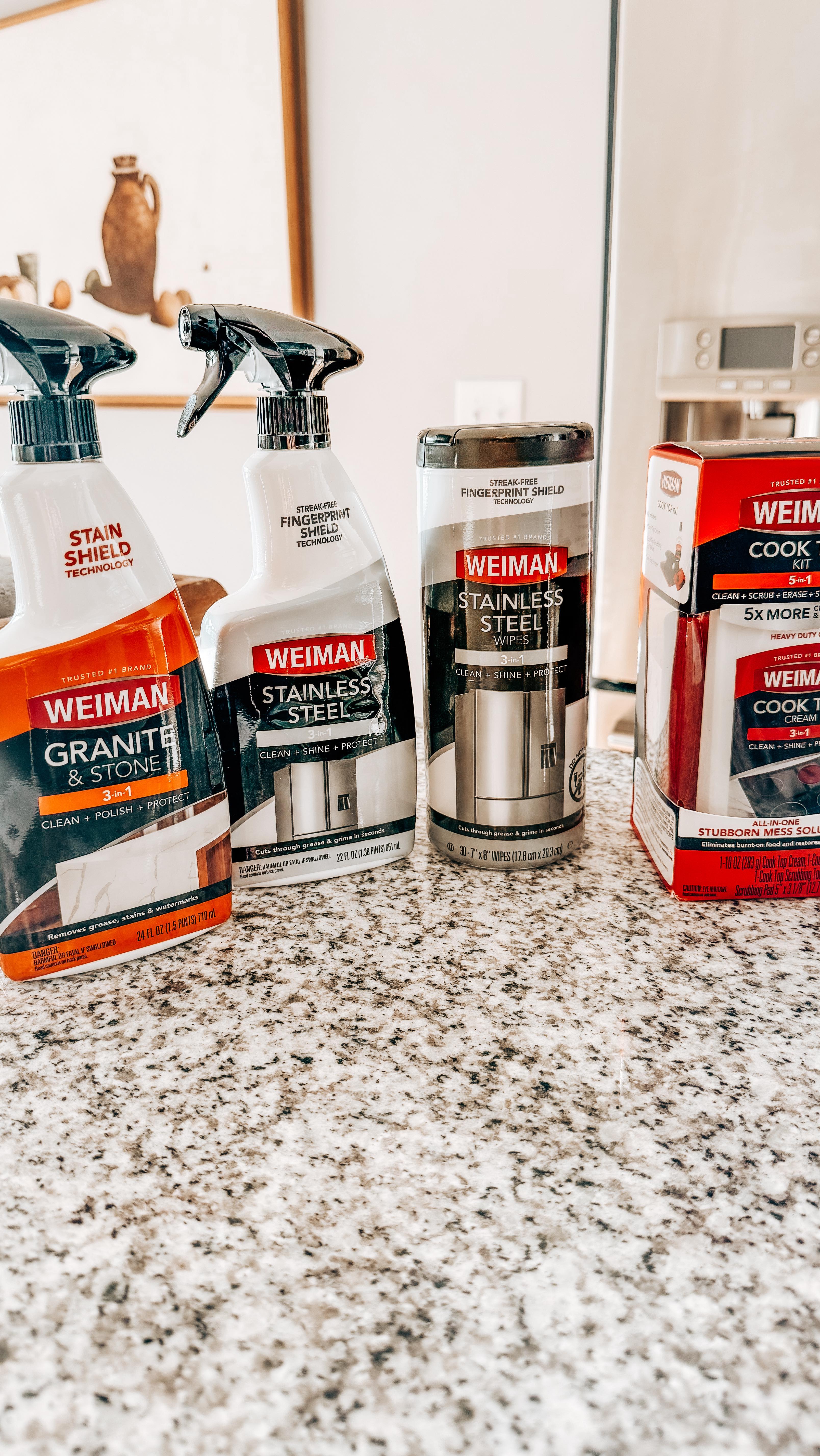 Instagram post by @natalie.anne.white for Weiman. Caption reads: We love using @weimanproducts in our kitchen!! We....