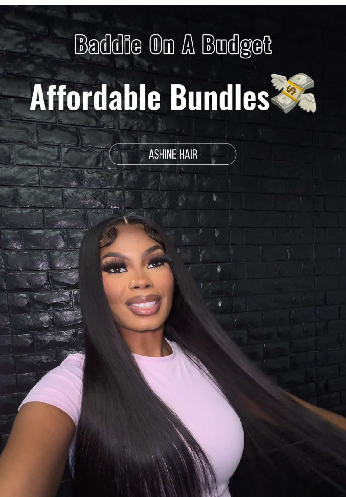 TikTok post by @officiallildrea for Ashinehair. Caption reads: here yall go💕 Hair- @ashinehair_wig Stylist....