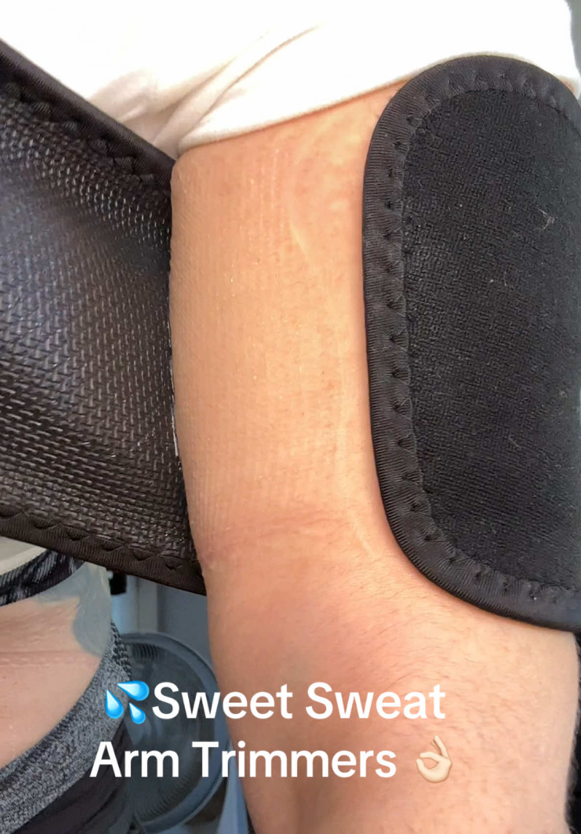 TikTok post by @sarahstyles444 for Sweetsweat. Caption reads: @sweetsweat arm trimmers really work!!! [...].