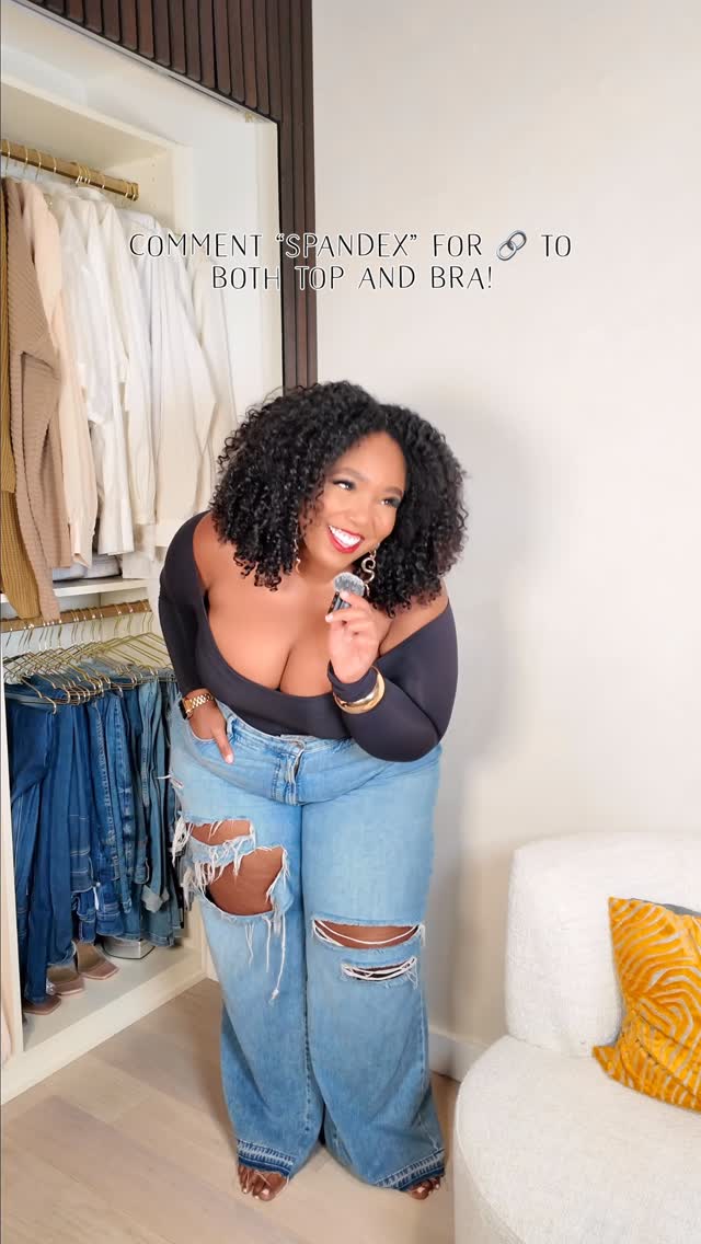 Instagram post by @kennipowe for Lane Bryant. Caption reads: I found the ultimate fall basic !!! Give me a....