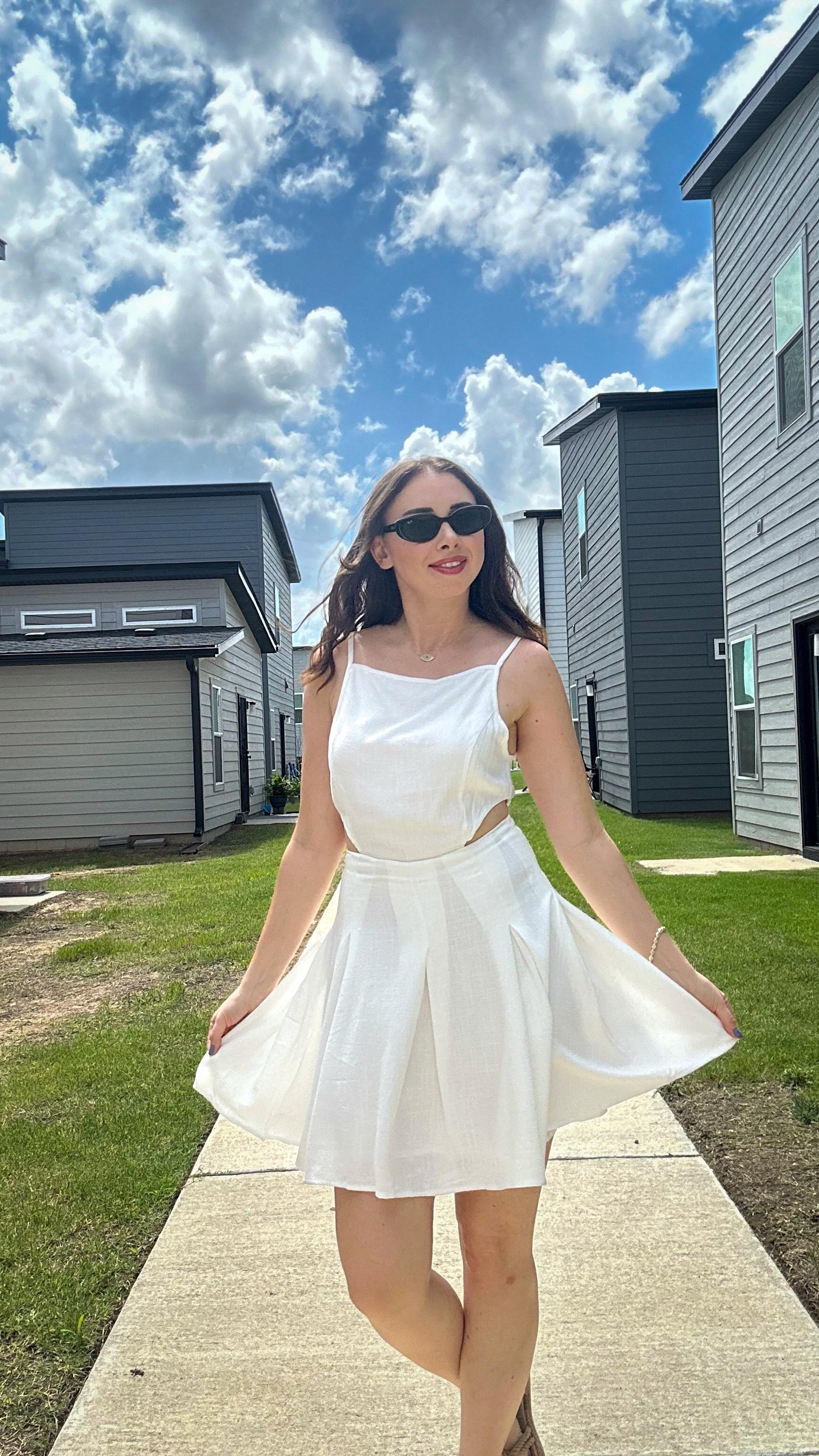 Instagram post by @sarainamerica for Cupshe. Caption reads: ✨ Summer days are made for flowy white dresses and....