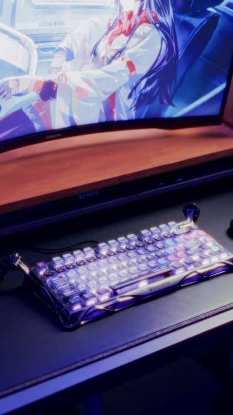 Instagram post by an influencer for GravaStar. Caption reads: The best mechanical cyberpunk keyboard out there....
